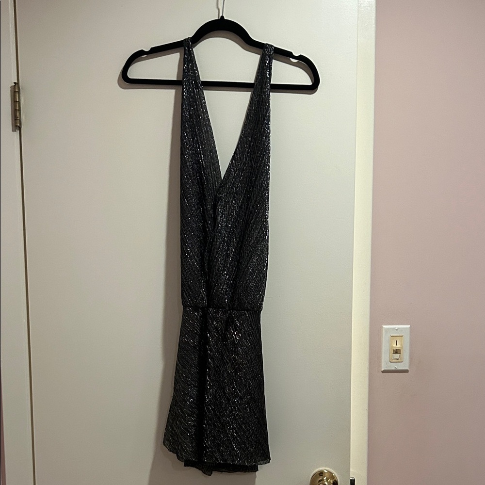 Queen & pawn silver and Black Backless Dress